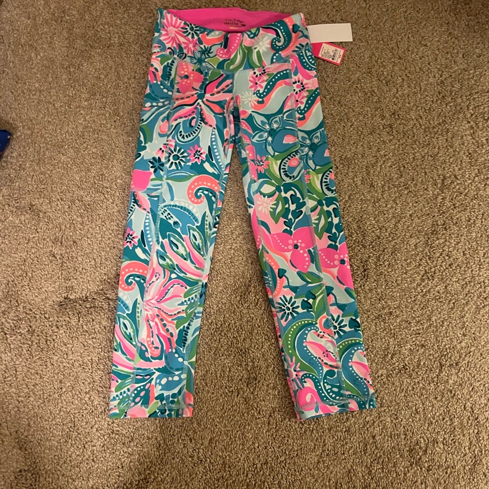 Lilly Pulitzer Luxletic 21" Weekender Crop Legging turquoise oasis golden hour